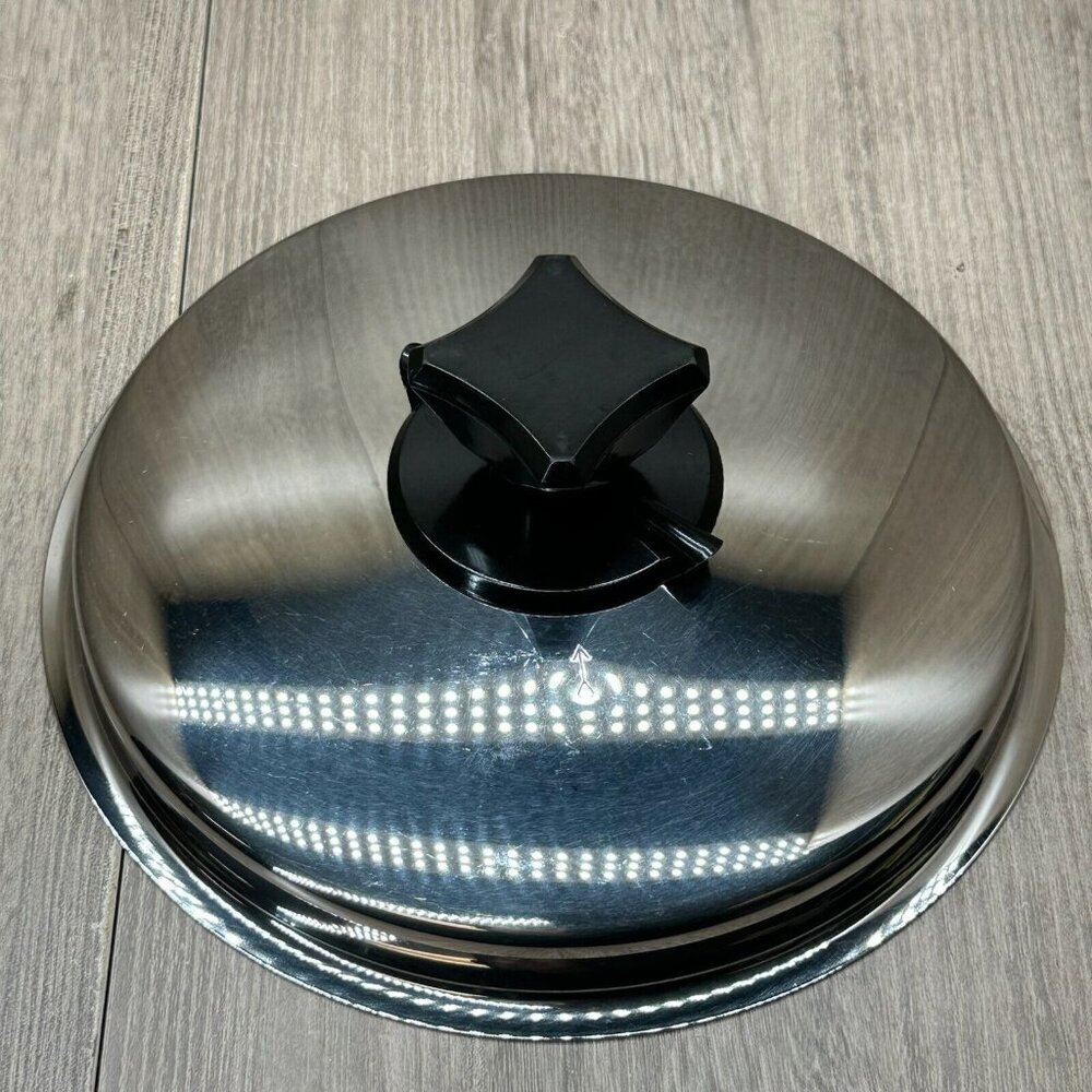Stainless Steel Replacement Lid w/ Black Lid Knob Handle Easy Clean Round Silver